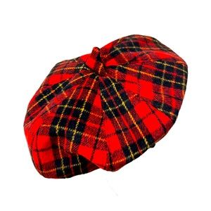 Plaid beret hat